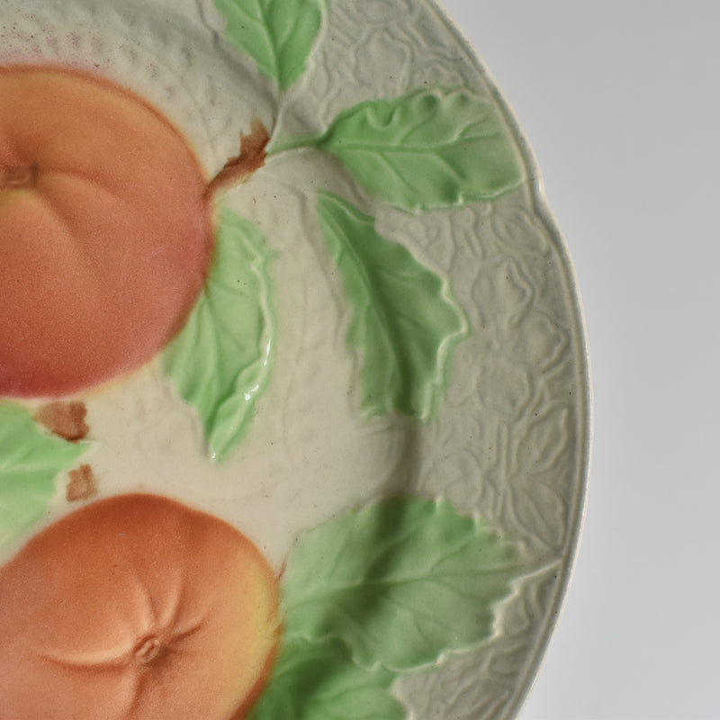 Antique Dessert Plate, Barbotine, Saint-Clément, Orange A