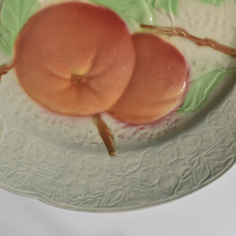 Antique Dessert Plate, Barbotine, Saint-Clément, Orange A