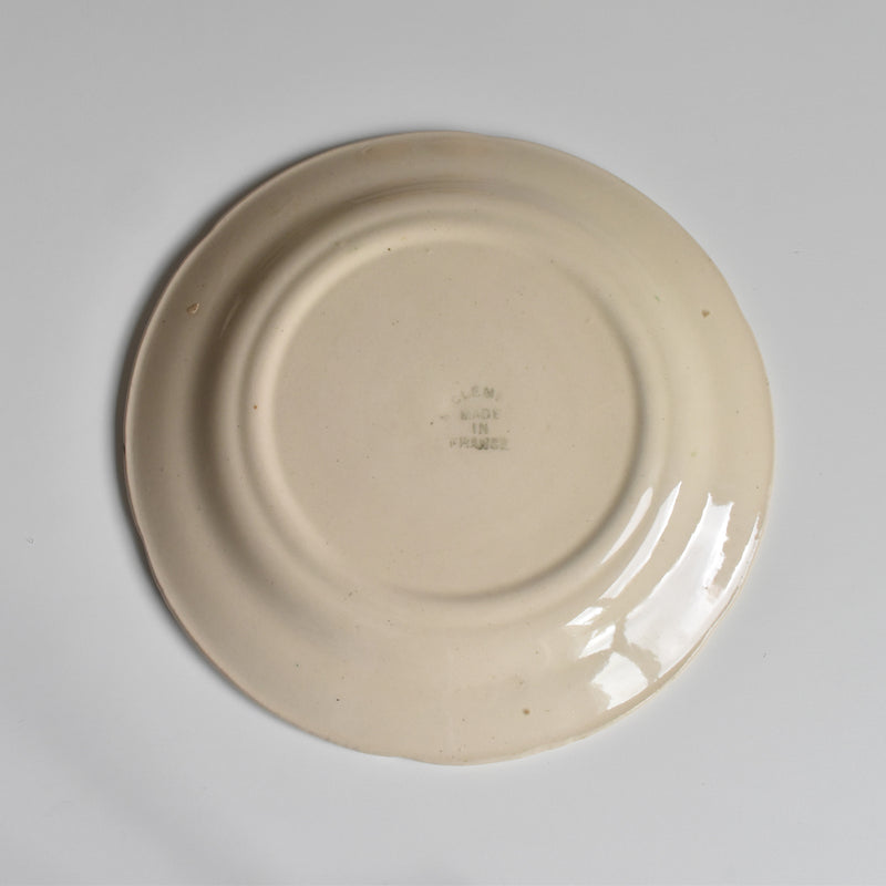 Antique Dessert Plate, Barbotine, Saint-Clément, Orange A