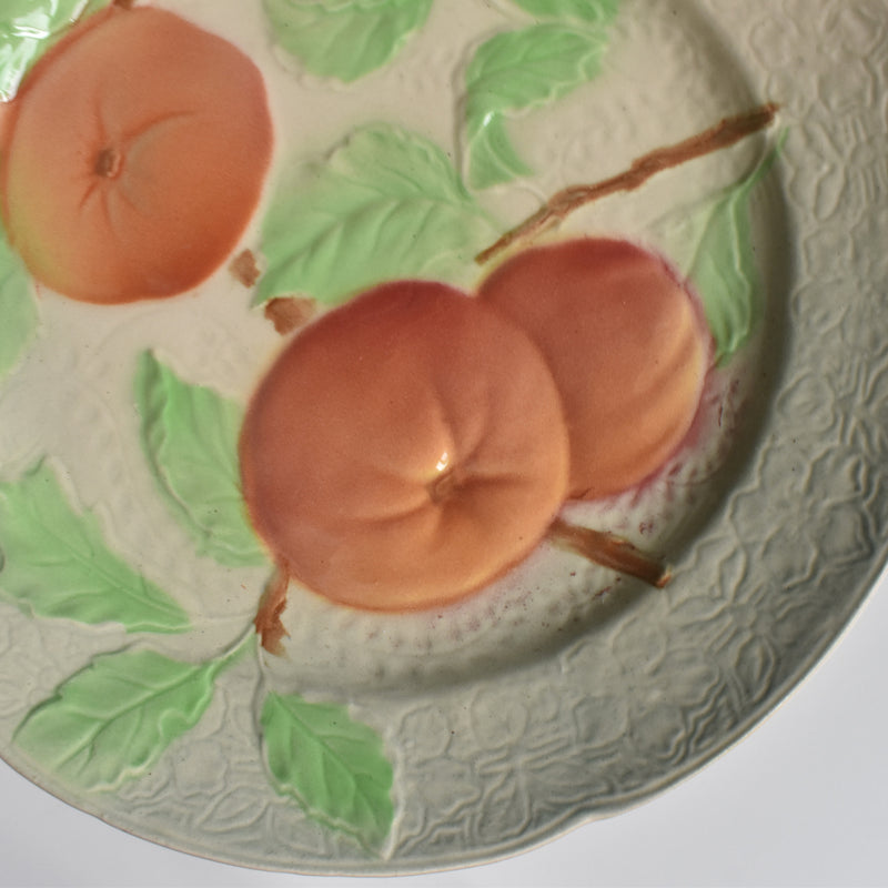 Antique Dessert Plate, Barbotine, Saint-Clément, Orange A