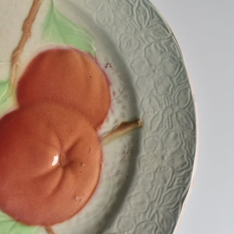 Antique Dessert Plate, Barbotine, St. Clément, Orange B