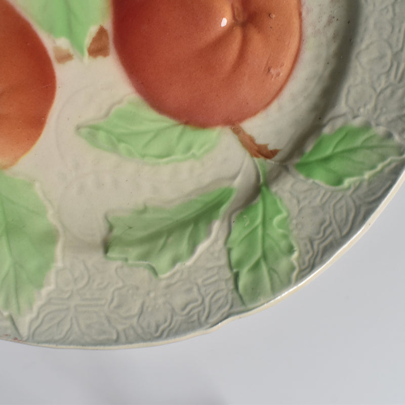 Antique Dessert Plate, Barbotine, St. Clément, Orange B