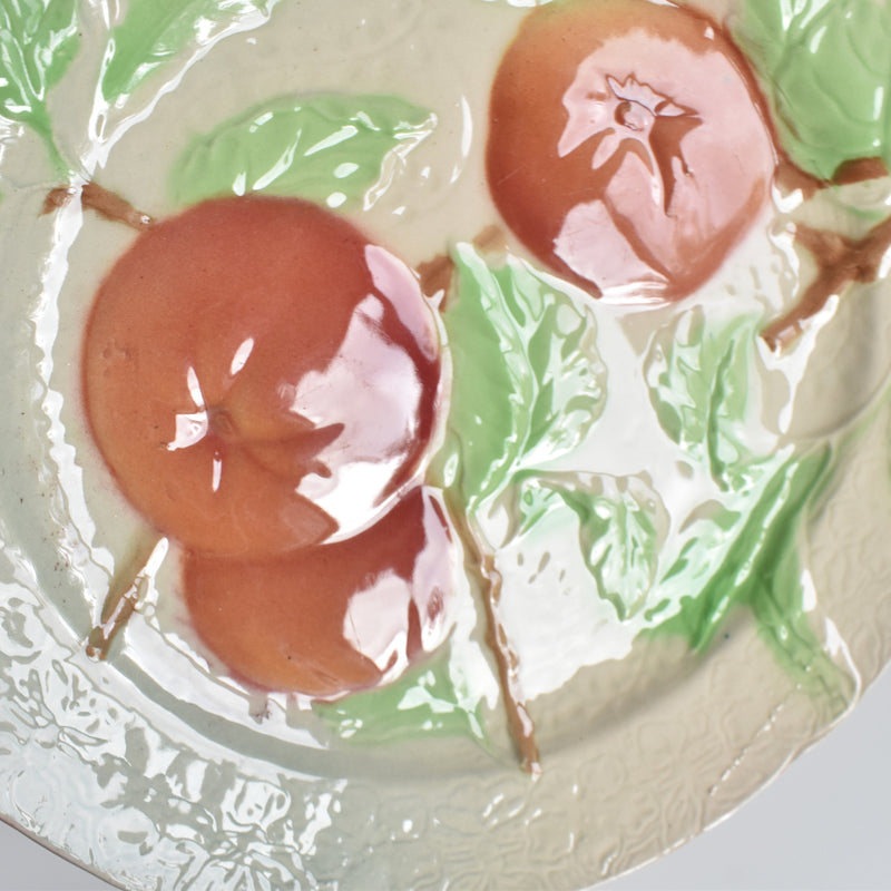 Antique Dessert Plate, Barbotine, St. Clément, Orange B
