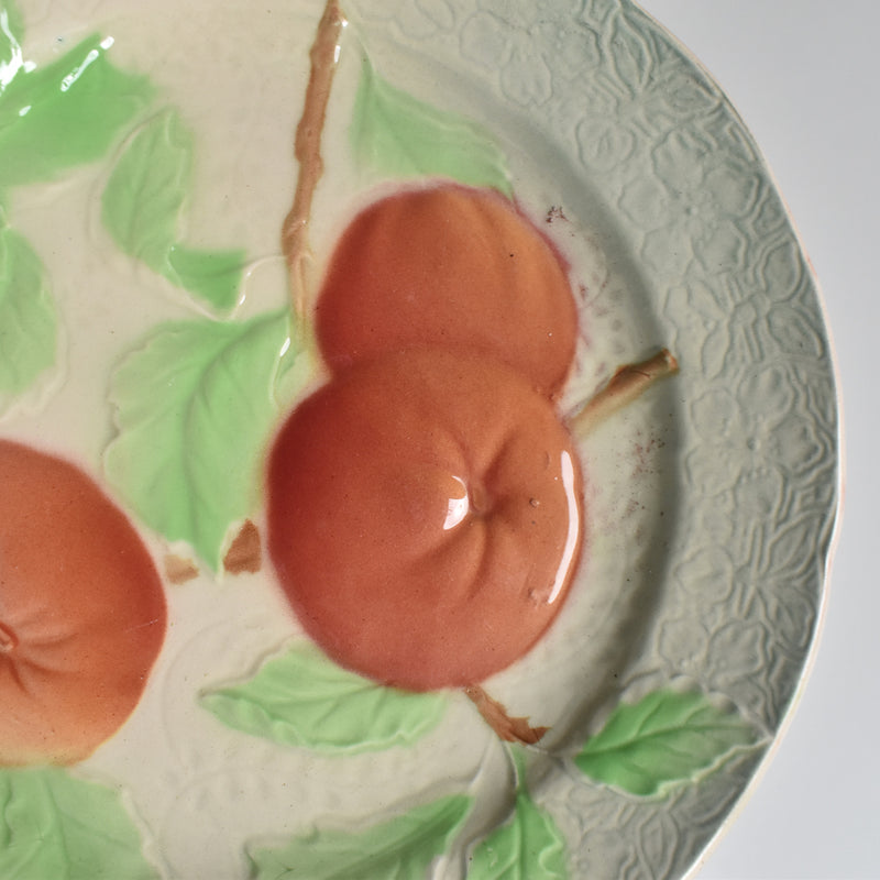Antique Dessert Plate, Barbotine, St. Clément, Orange B