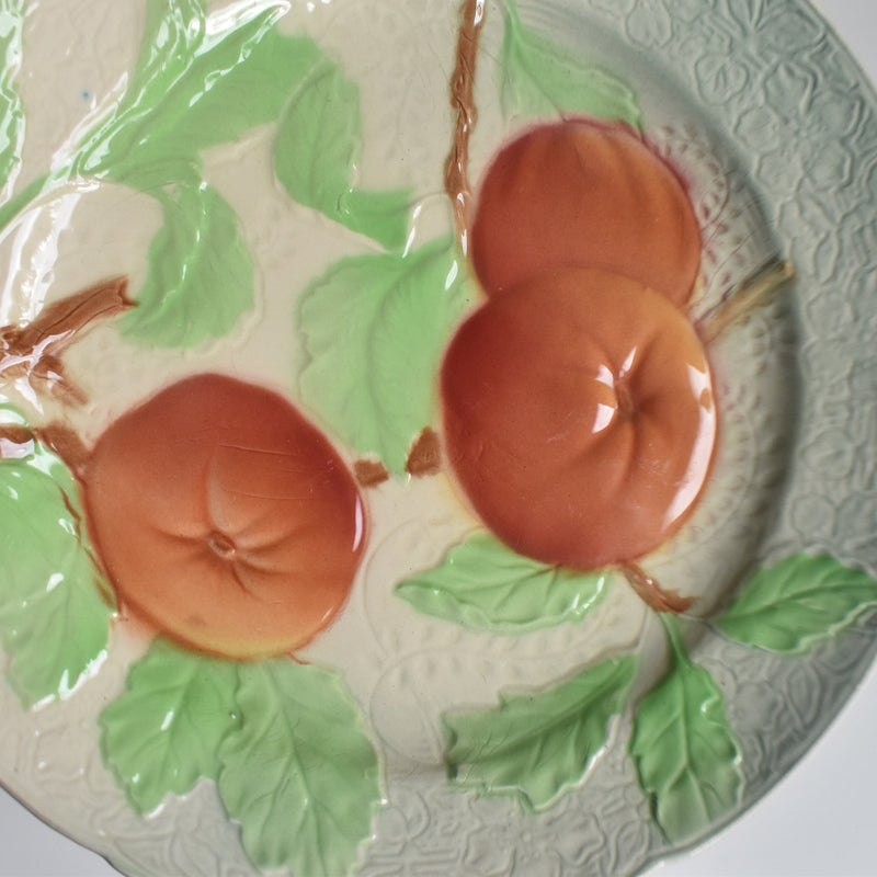 Antique Dessert Plate, Barbotine, Saint-Clément, Orange C