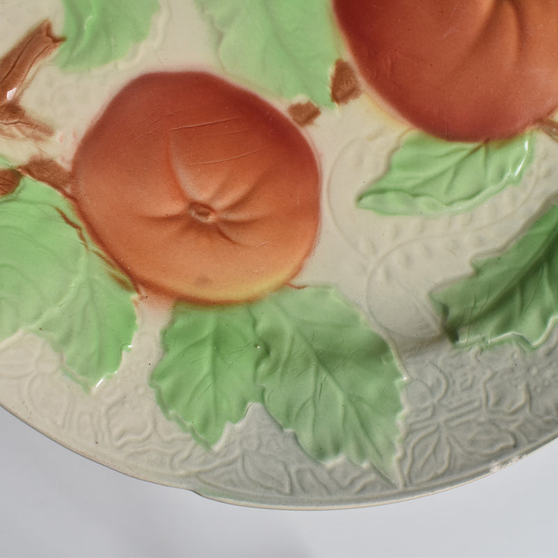 Antique Dessert Plate, Barbotine, Saint-Clément, Orange C