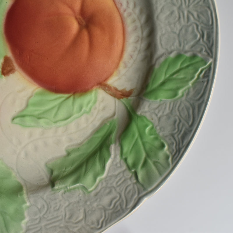Antique Dessert Plate, Barbotine, Saint-Clément, Orange C