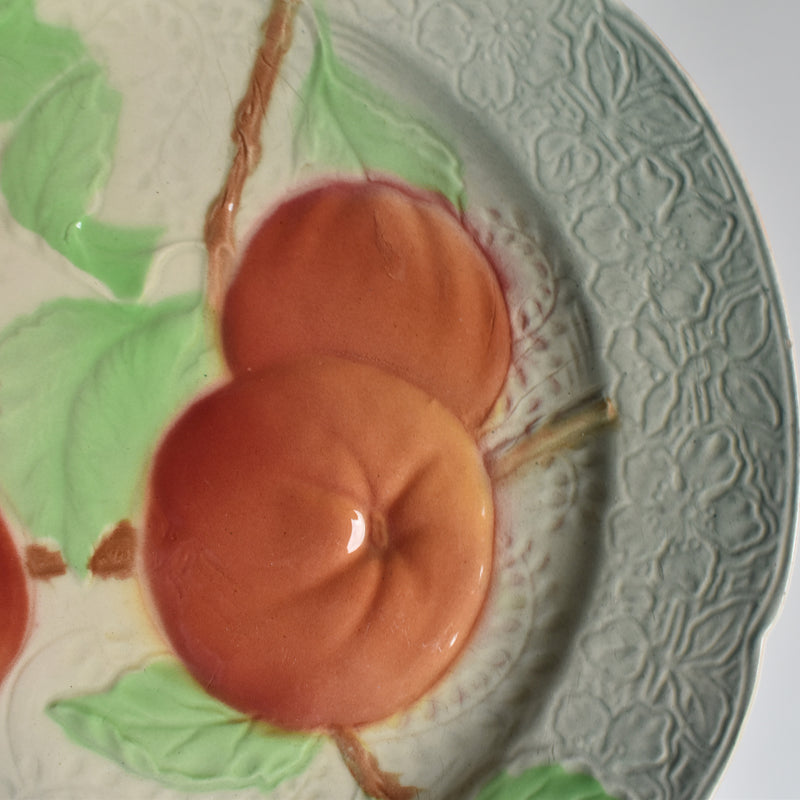 Antique Dessert Plate, Barbotine, Saint-Clément, Orange C