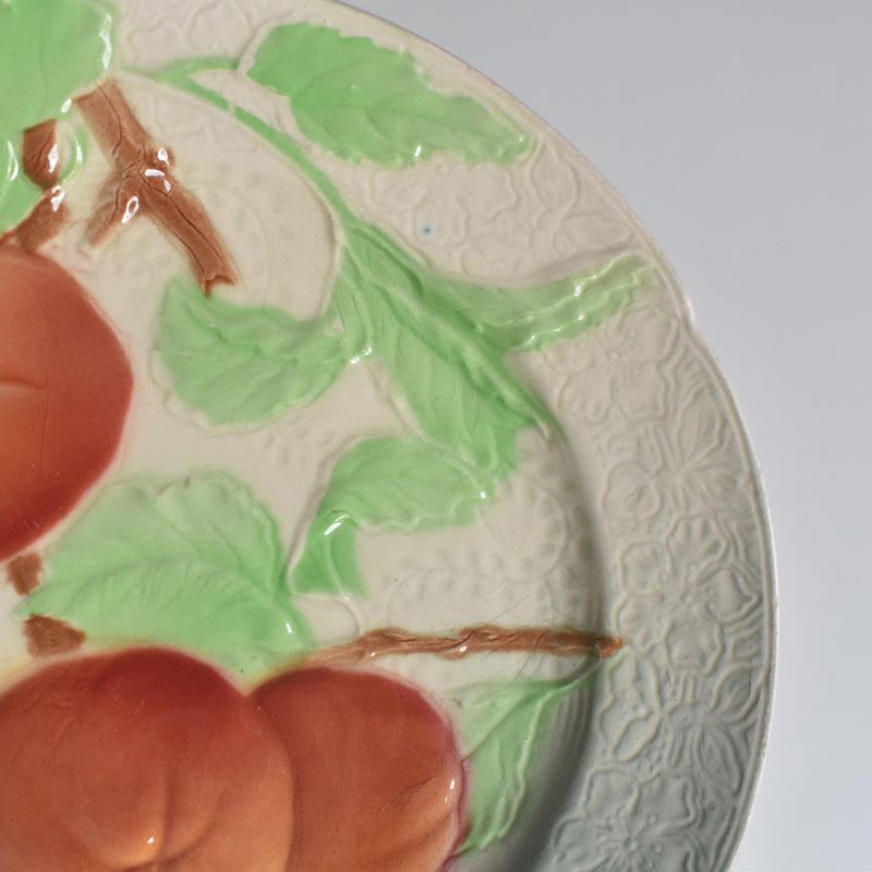 Antique Dessert Plate, Barbotine, Saint-Clément, Orange C