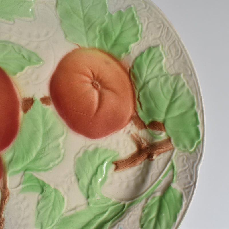 Antique Dessert Plate, Barbotine, Saint-Clément, Orange C