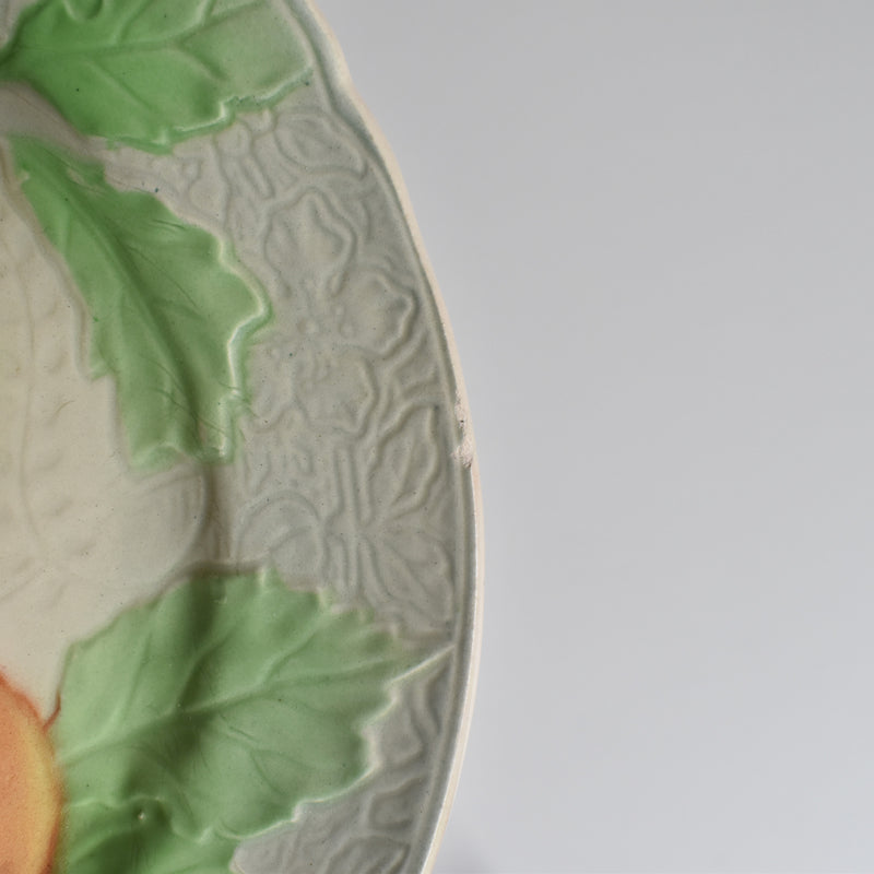 Antique Dessert Plate, Barbotine, Saint-Clément, Orange C