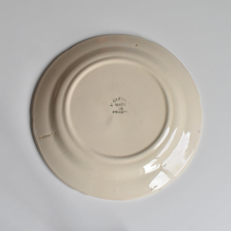 Antique Dessert Plate, Barbotine, Saint-Clément, Orange C