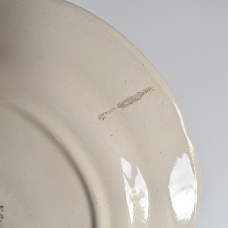 Antique Dessert Plate, Barbotine, Saint-Clément, Orange C