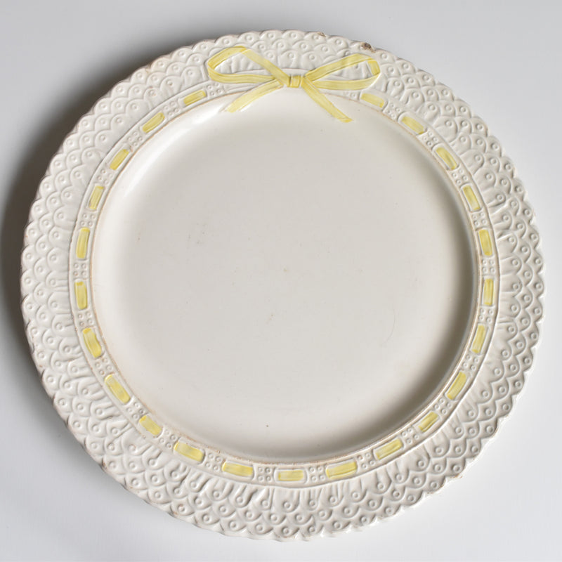 Vintage plate Salins ribbon yellow