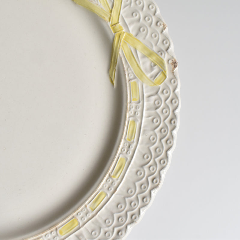 Vintage plate Salins ribbon yellow
