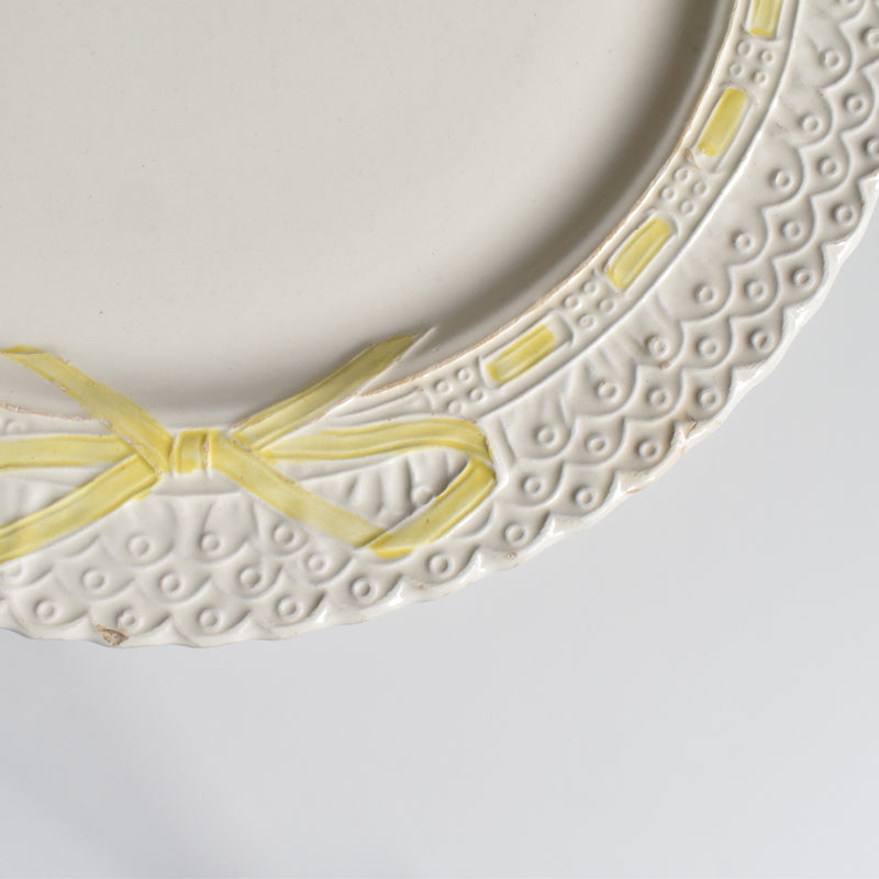 Vintage plate Salins ribbon yellow