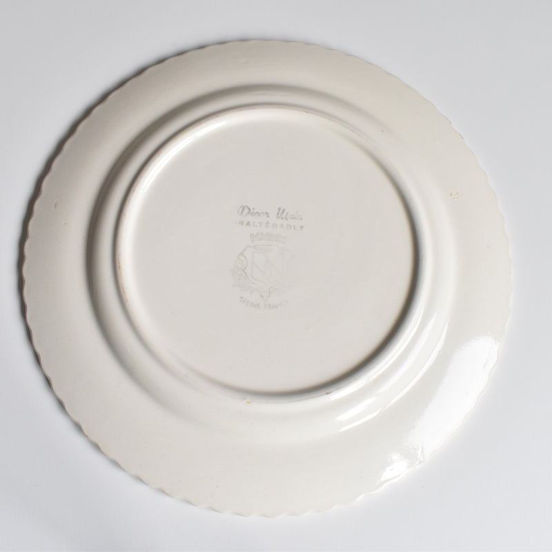 Vintage plate Salins ribbon yellow