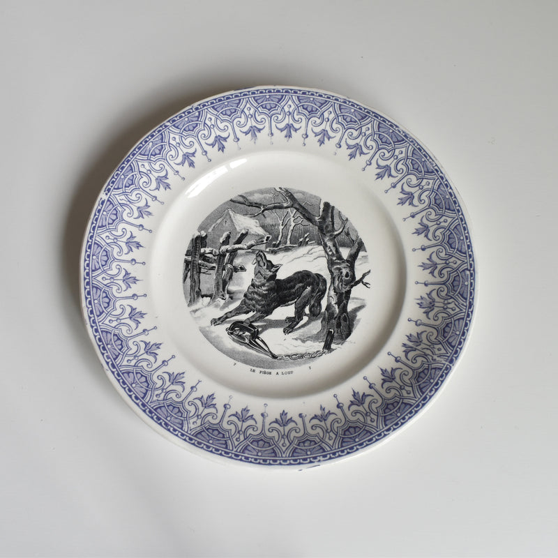 Antique dessert plate Sarreguemines La Chasse N7