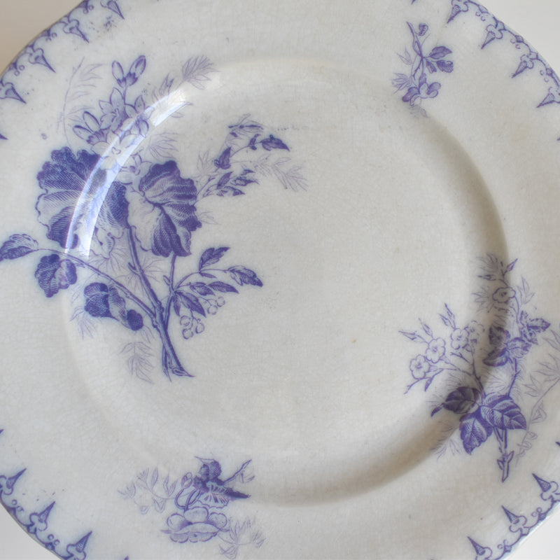 Antique Dessert Plate, U&C Sarreguemines Flore (Purple)