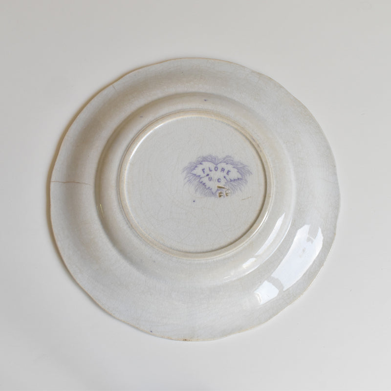 Antique Dessert Plate, U&C Sarreguemines Flore (Purple)