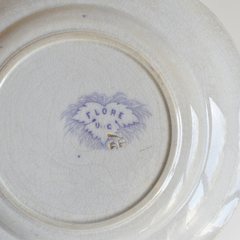 Antique Dessert Plate, U&C Sarreguemines Flore (Purple)
