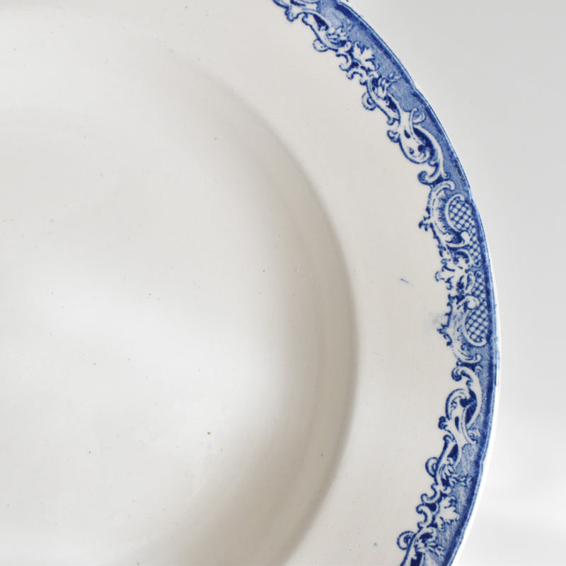Antique Deep Plate - Sarreguemines Fontanges Blue A