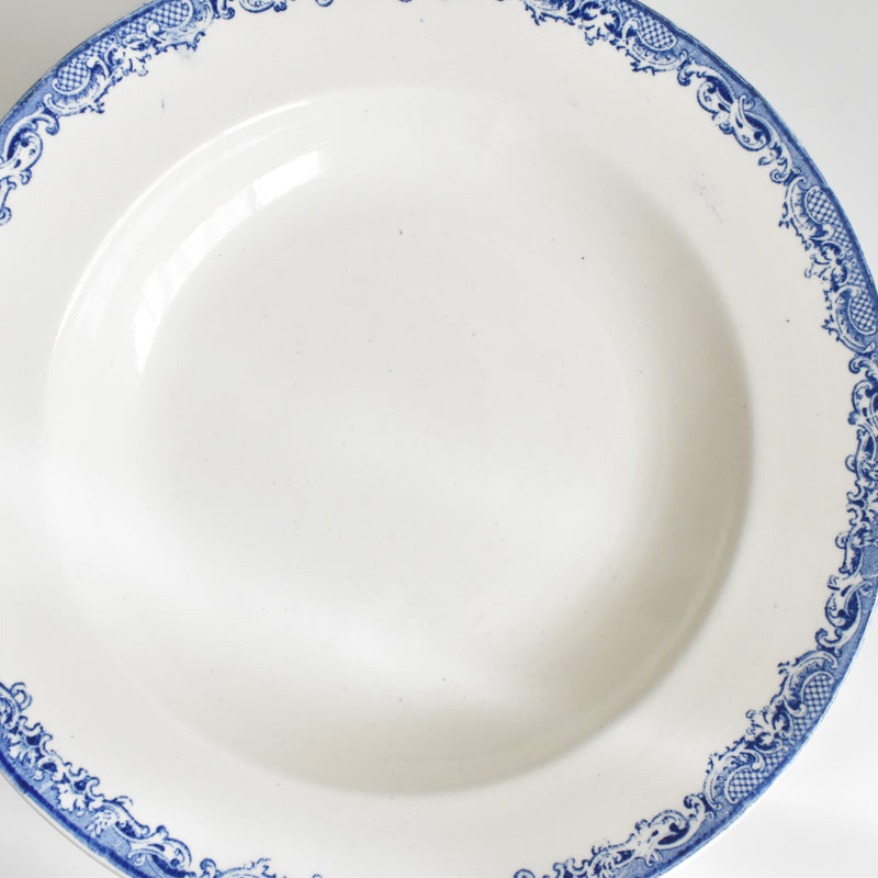 Antique Deep Plate - Sarreguemines Fontanges Blue A