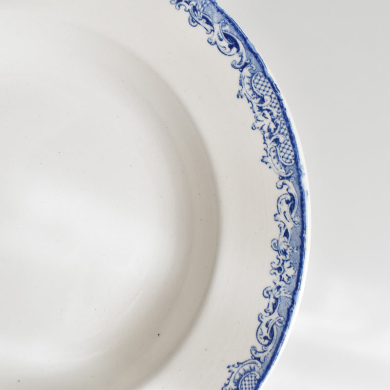 Antique Deep Plate Sarreguemines Fontanges Blue B