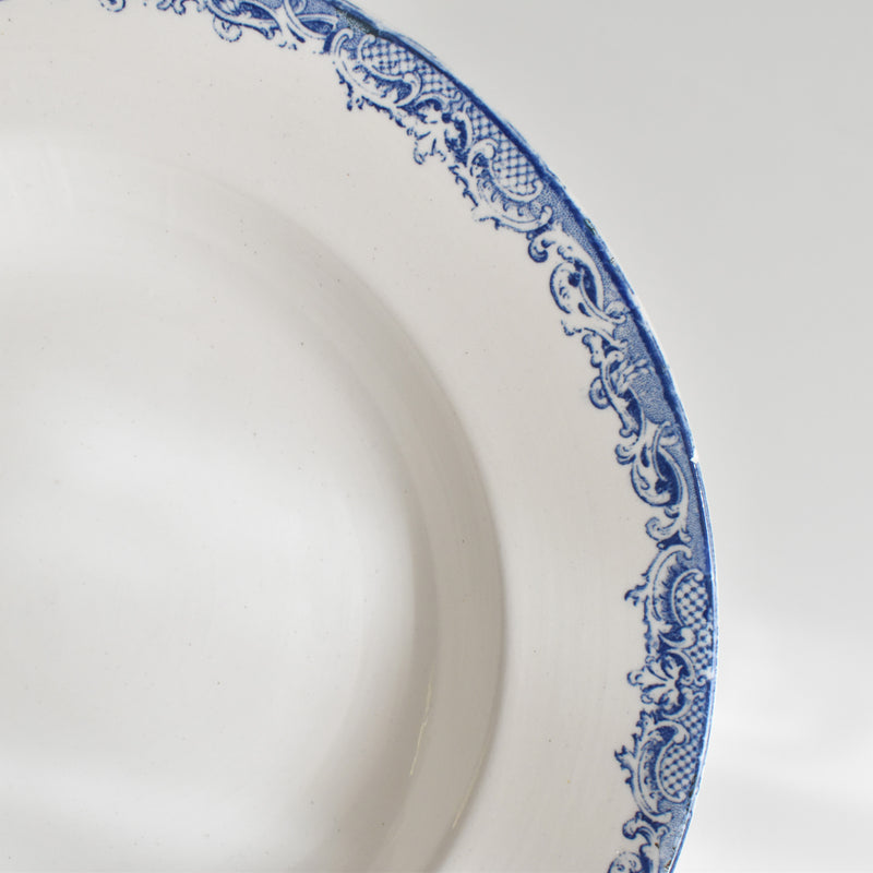 Antique Deep Plate Sarreguemines Fontanges Blue B