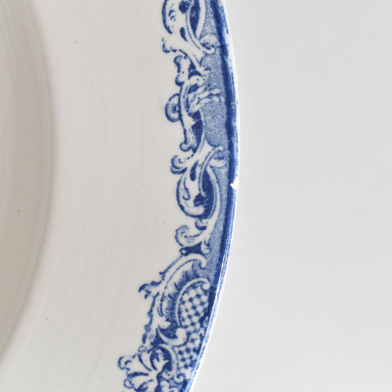 Antique Deep Plate Sarreguemines Fontanges Blue B
