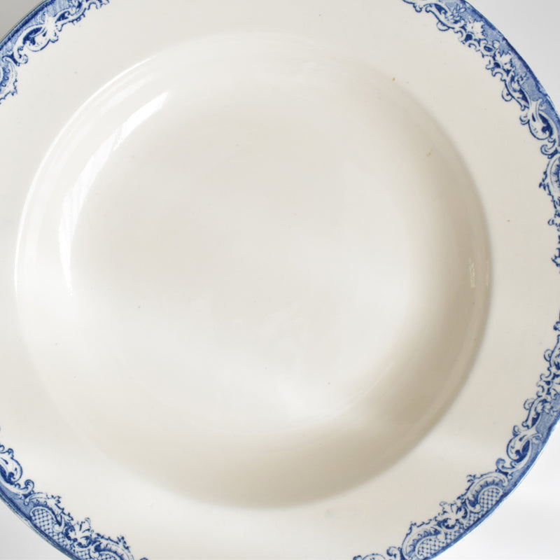 Antique Deep Plate Sarreguemines Fontanges Blue C
