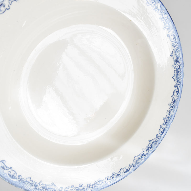 Antique Deep Plate Sarreguemines Fontanges Blue C