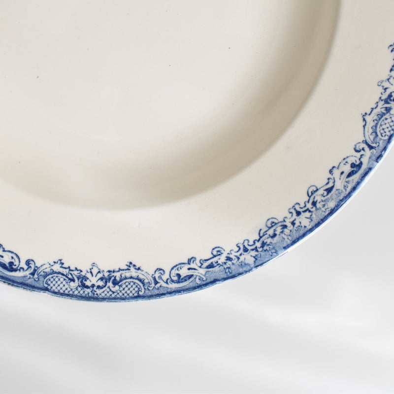 Antique Deep Plate Sarreguemines Fontanges Blue C
