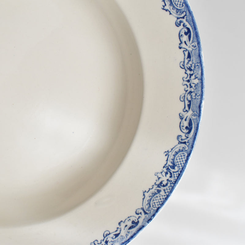 Antique Deep Plate Sarreguemines Fontanges Blue C