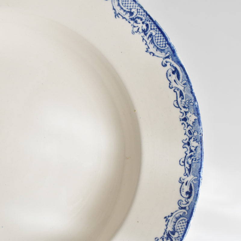 Antique Deep Plate Sarreguemines Fontanges Blue C