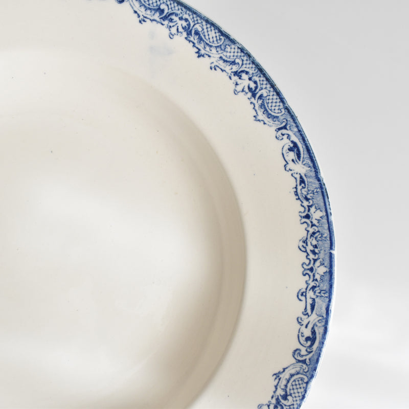 Antique Deep Plate Sarreguemines Fontanges Blue C