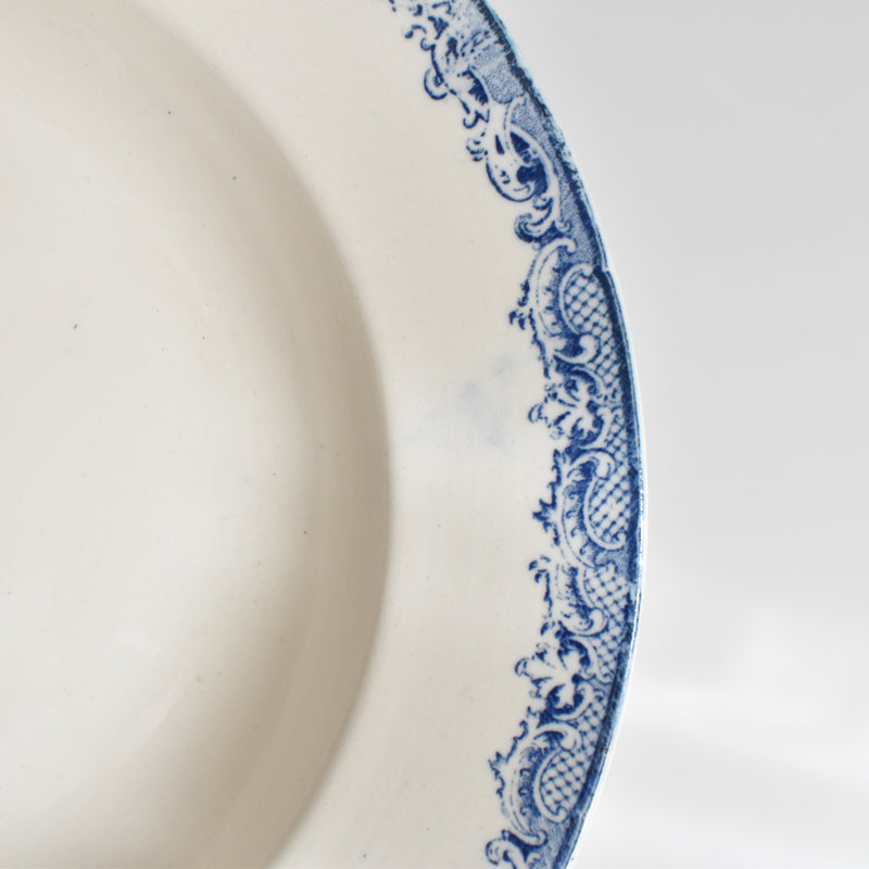 Antique Deep Plate Sarreguemines Fontanges Blue C
