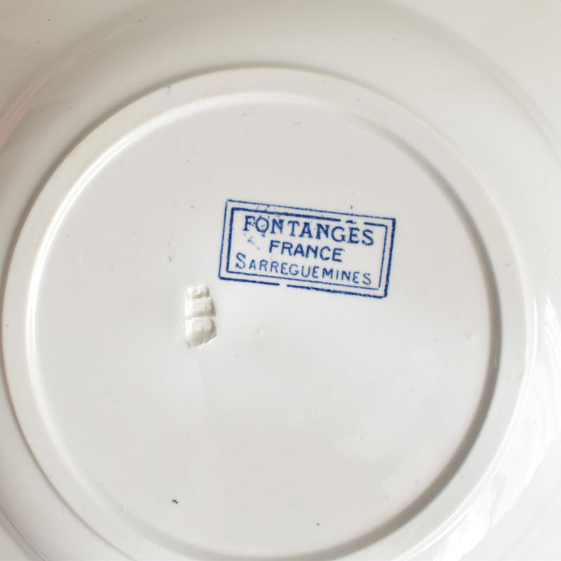 Antique Deep Plate Sarreguemines Fontanges Blue C
