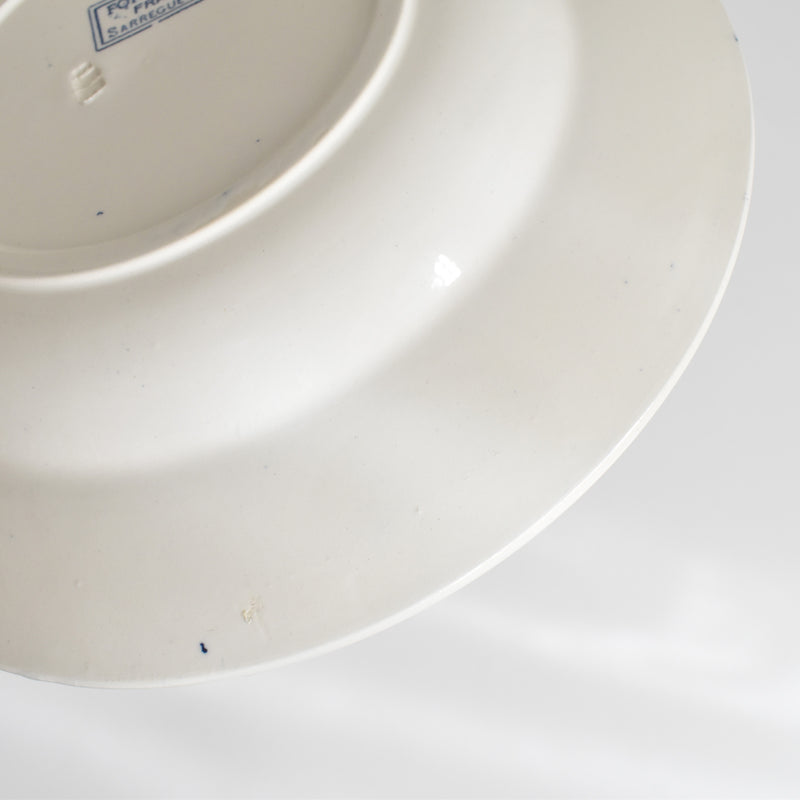 Antique Deep Plate Sarreguemines Fontanges Blue C