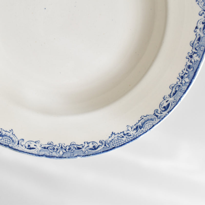 Antique Deep Dish, Sarreguemines Fontanges, Blue D