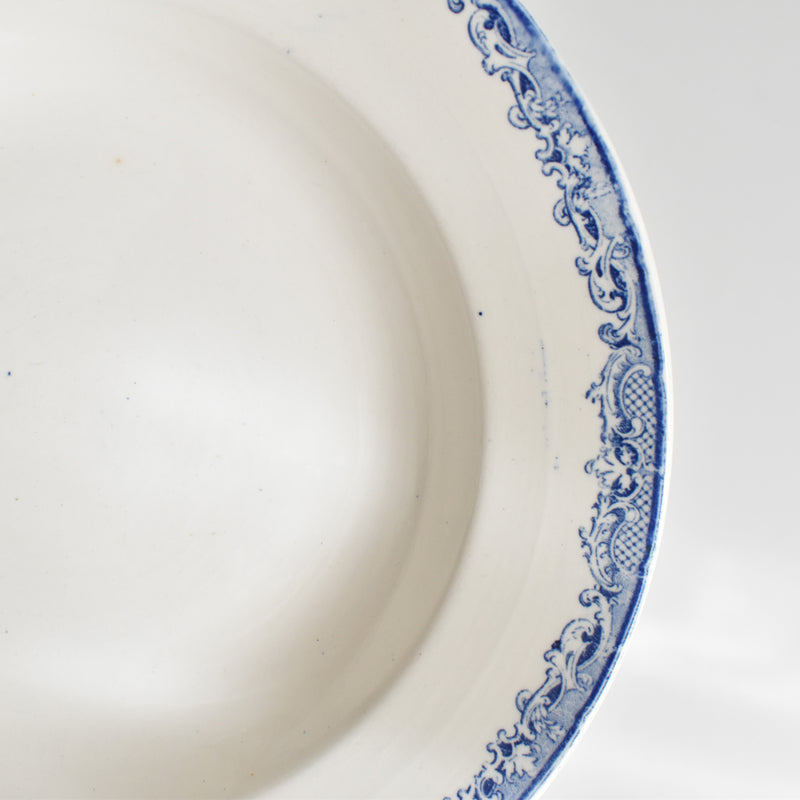 Antique Deep Dish, Sarreguemines Fontanges, Blue D
