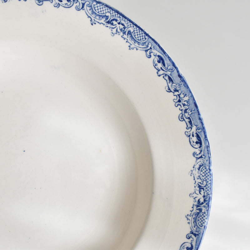 Antique Deep Dish, Sarreguemines Fontanges, Blue D