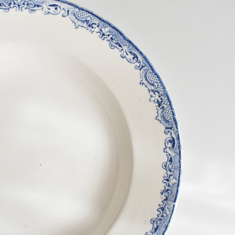 Antique Deep Dish, Sarreguemines Fontanges, Blue D