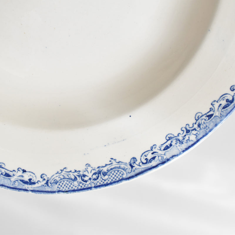 Antique Deep Dish, Sarreguemines Fontanges, Blue D