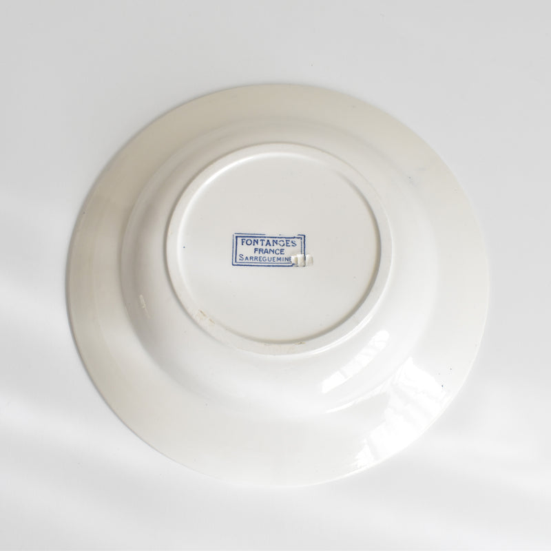 Antique Deep Dish, Sarreguemines Fontanges, Blue D