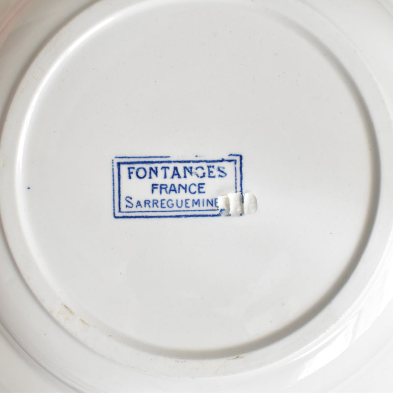 Antique Deep Dish, Sarreguemines Fontanges, Blue D