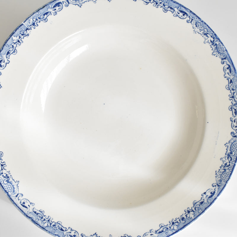 Antique Deep Dish, Sarreguemines Fontanges, Blue D