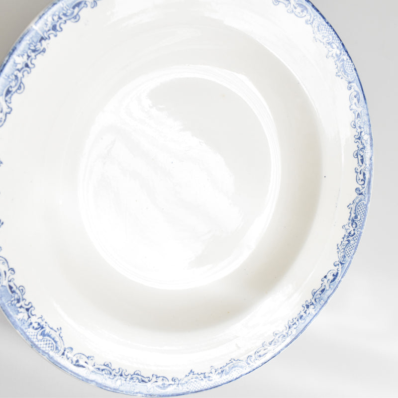 Antique Deep Dish, Sarreguemines Fontanges, Blue D