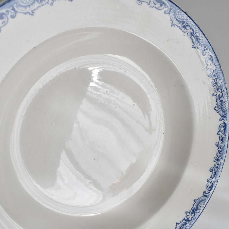 Antique Deep Plate, Sarreguemines Fontanges Blue E