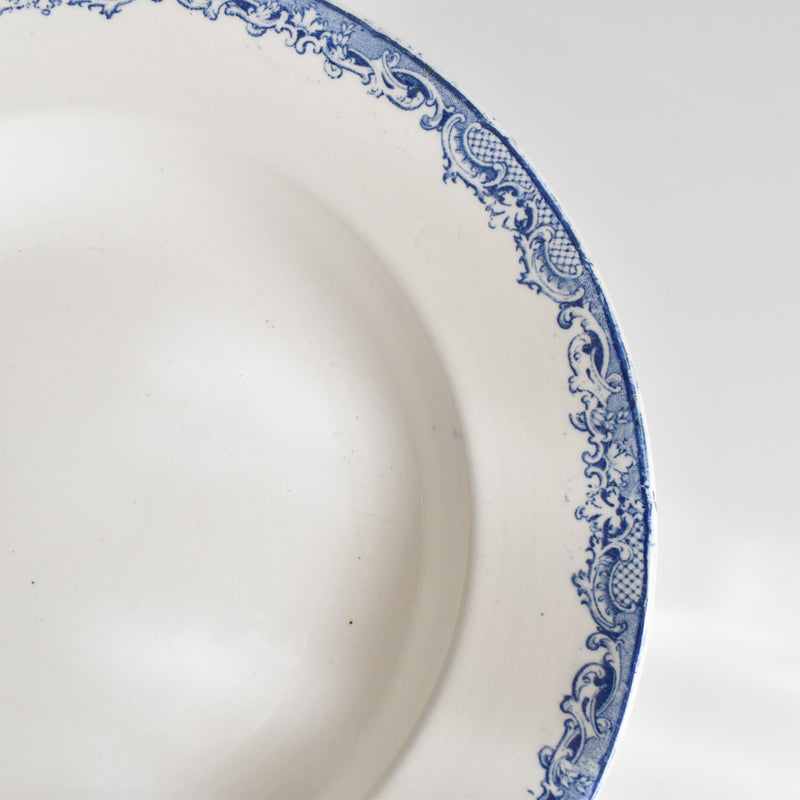 Antique Deep Plate, Sarreguemines Fontanges Blue E